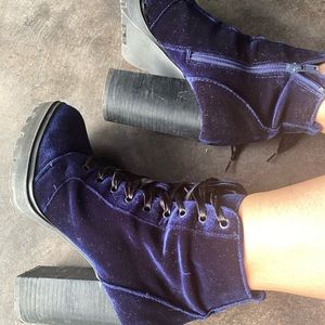 Steve Madden blue velvet boots